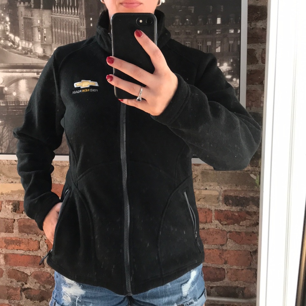 Ladies Med North End Blk Fleece zip up w/pockets
